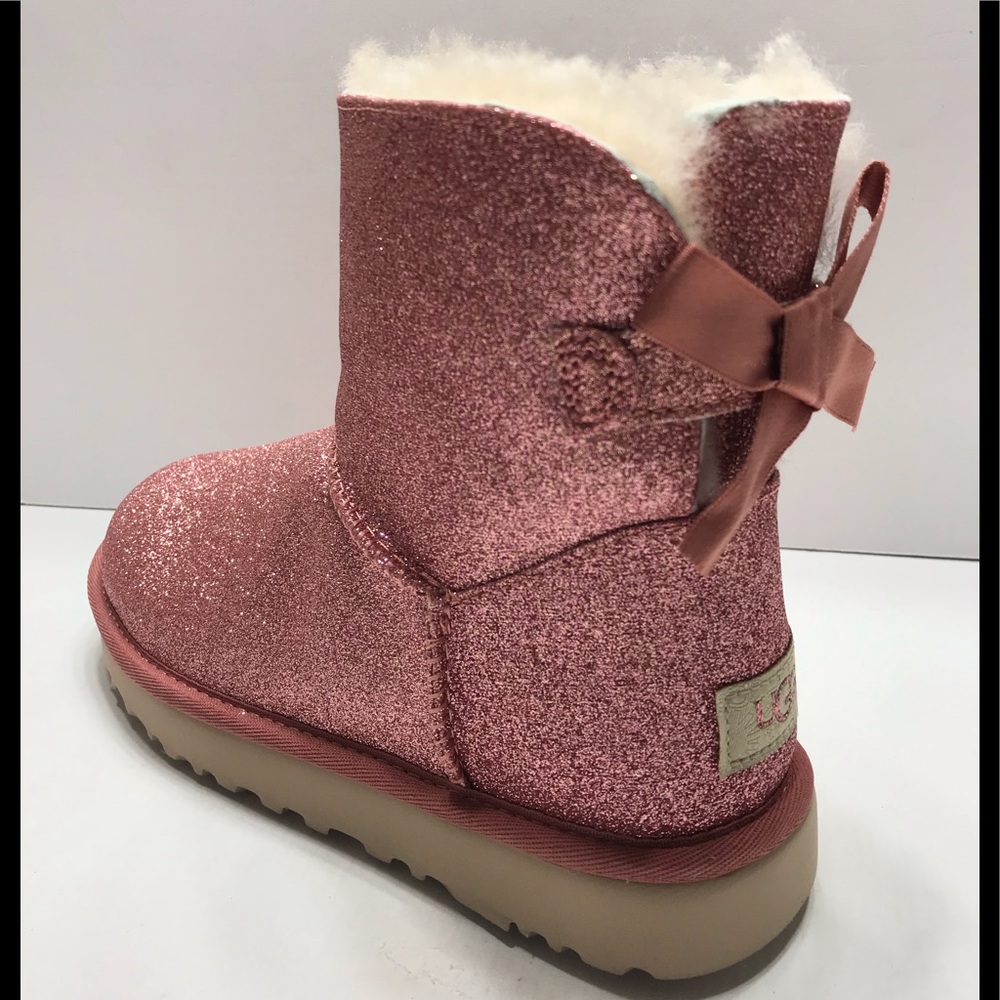 NEW UGG Mini Bailey Bow Pink Sparkle Womens Boots - Picture 6 of 8
